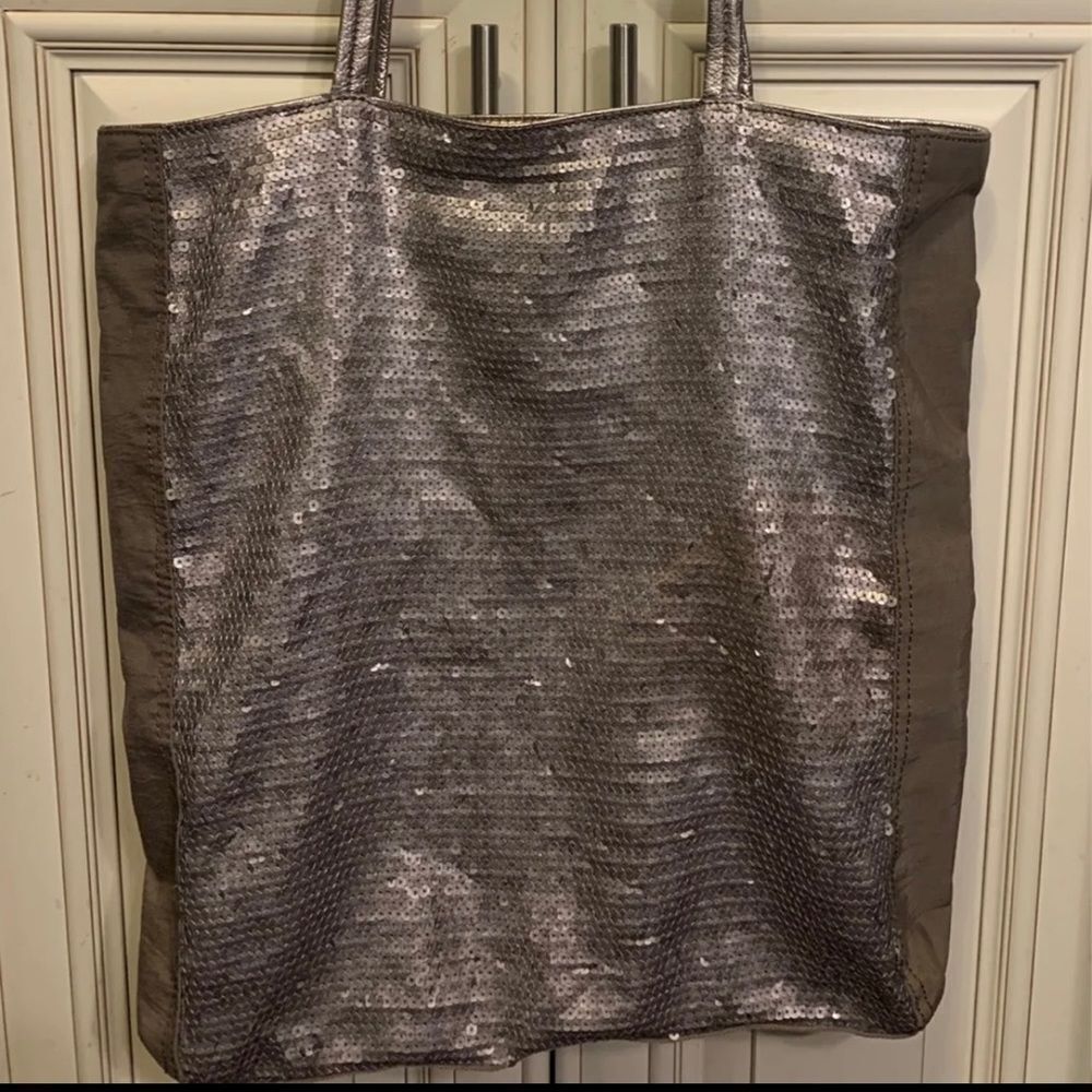 Banana Republic Kenzie  Nylon Shoulder Tote Tan Bag
17W X 14H